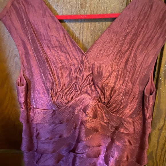 Mauve 16W sateen cocktail dress with mermaid pleats - Picture 2 of 6